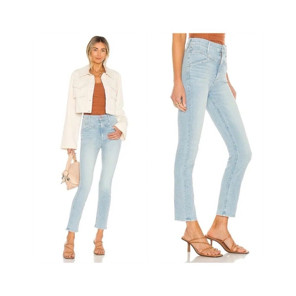 Mother The Dazzler Yoke Front Ankle Jeans (Sz 25) Light Wash Lots Of Free Hugs
